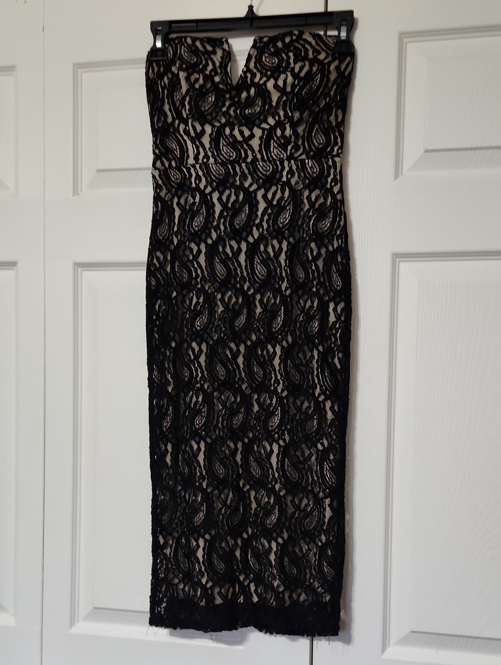 Brat Star Black Lace Midi Dress with Nude Lining